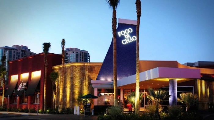 This is the exterior of the Fogo de Chao Restaurant in Las Vegas on Flamingo Road