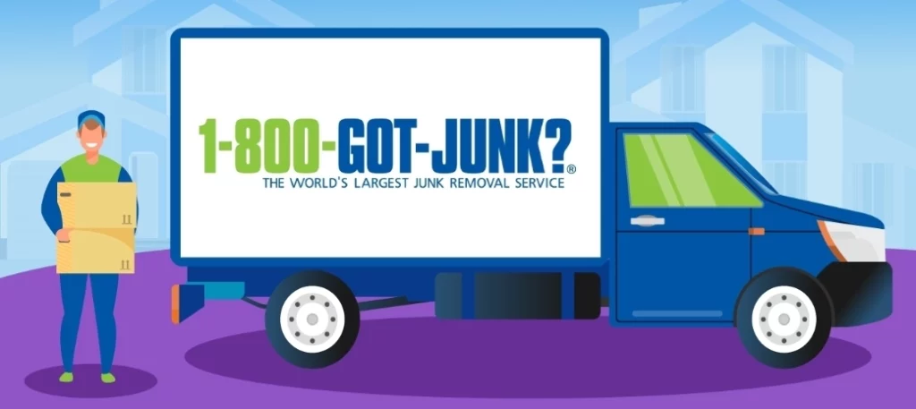 An image of a 1-800-GOT-JUNK truck and a worker