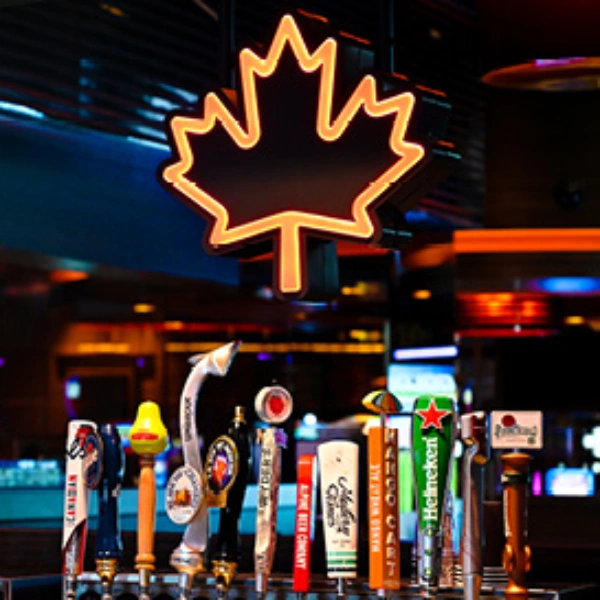 This is a picture of the Canadian Beer Taps at the Knight Time Hockey Bar at M Resort