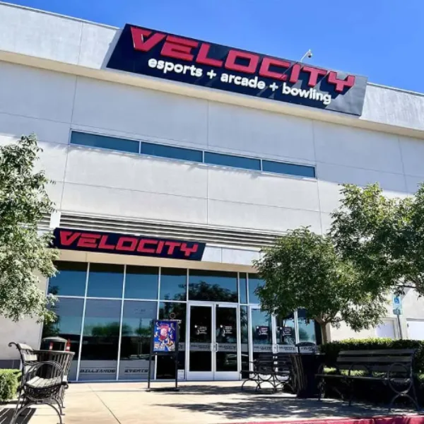 This is This is a bowling lane at Velocity Esports Arcade Bowling in Las Vegas at Town Square