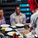 A couple are dining at Benihana Japanese Steakhouse