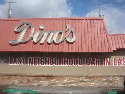 An exterior photo of Dino's Lounge dive bar in Las Vegas