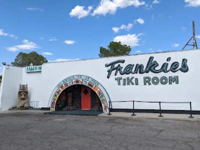 An outside view of the legendary Las Vegas dive bar Frankie's Tiki Room