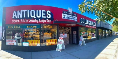 This is a photo of JJC Clocks and Antiques in the Las Vegas Arts District