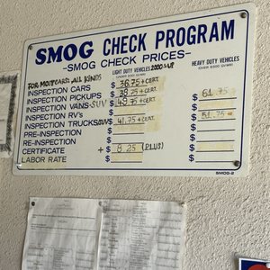 Smog Check Pricing list at a State of Nevada DMV Official Emissions Renewal Site