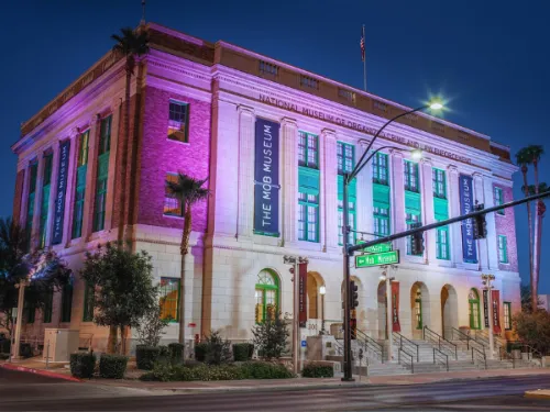 The exterior of the Mob Museum in Downtown Las Vegas